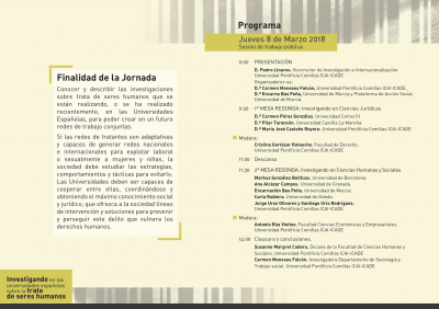 I Jornada “Investigando en las universidades españolas sobre la trata de seres humanos”